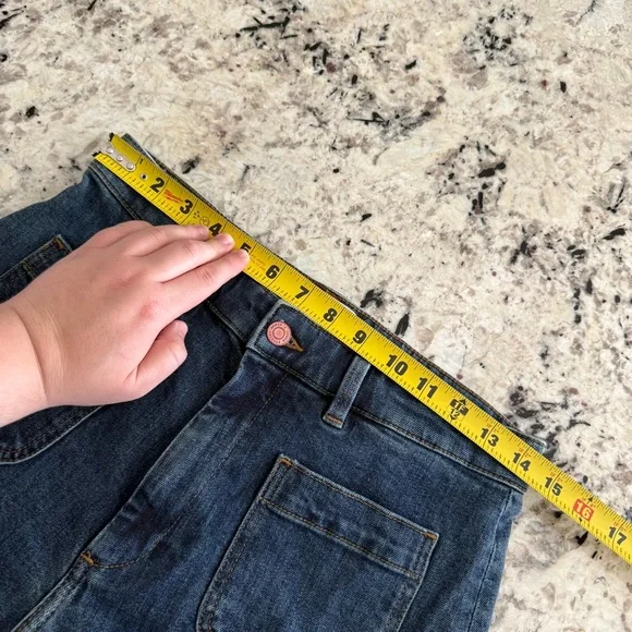 & Other Stories High Rise Flare Patch Pocket Jeans Medium Wash Size 29 - Picture 9 of 16